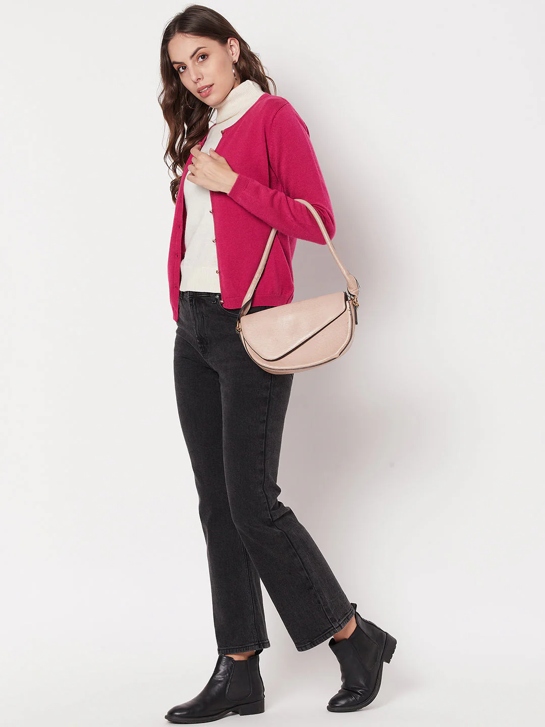 Madame Women Solid Fuschia Cardigans - Image 6
