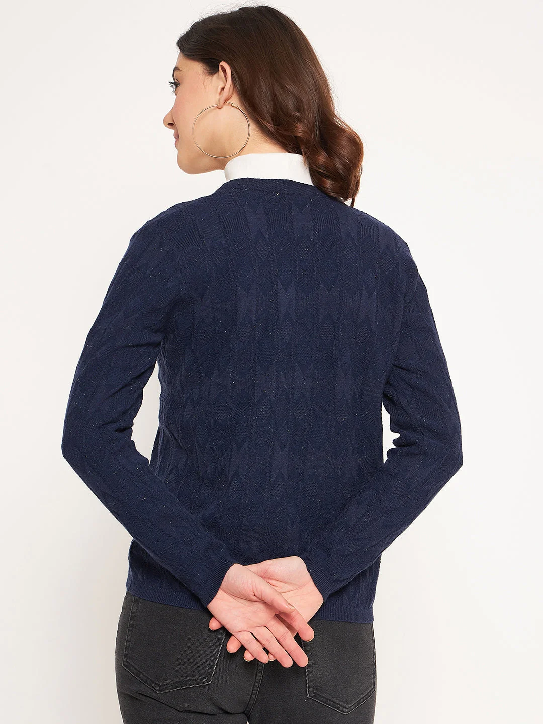 Madame Navy V-Neck Cardigan - Image 5