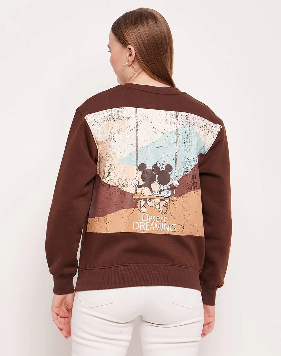 Madame Disney Graphic Print Chocolate Brown Sweatshirt - Image 3