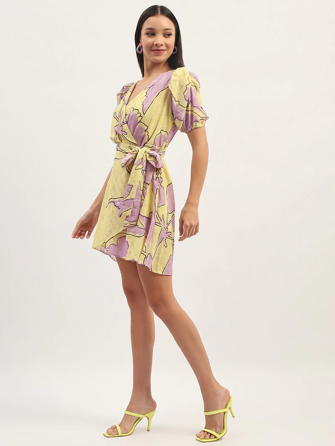 Madame Floral Print Mini Wrap Dress - Image 3