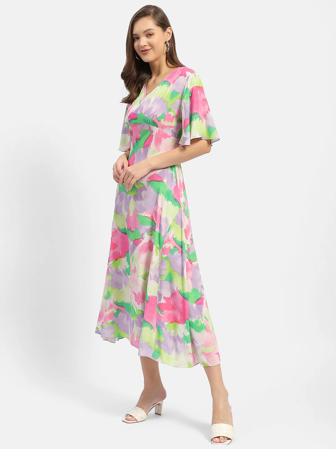 Madame Floral Print Pink Maxi Dress - Image 4