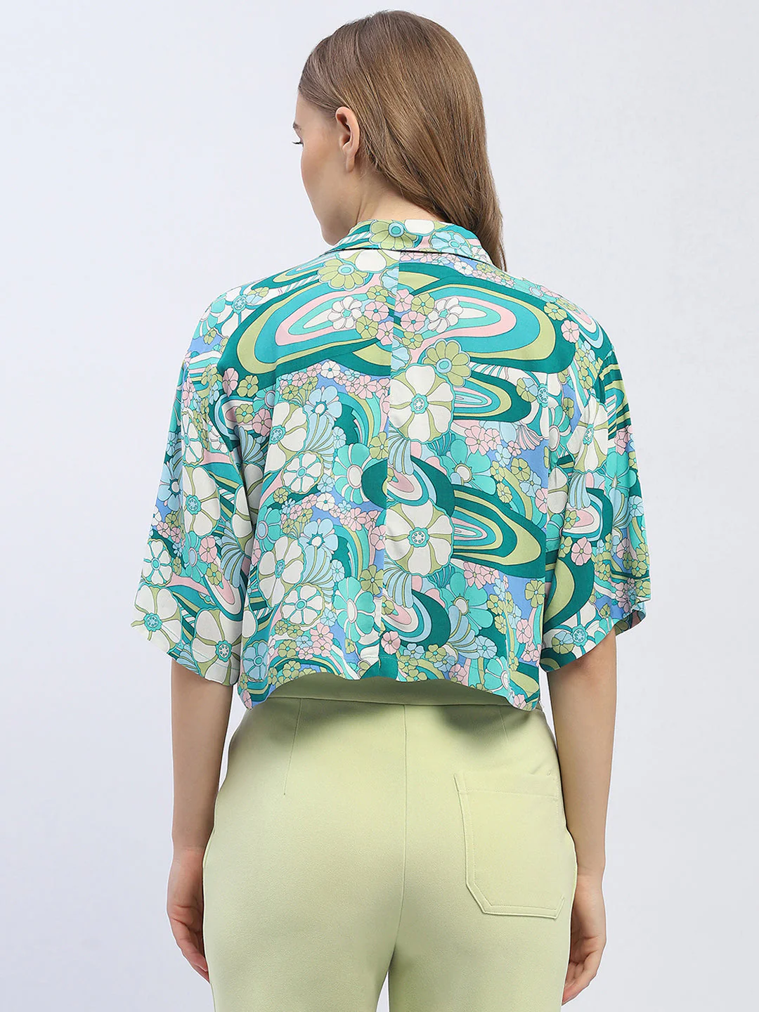 Madame Graphic Print Dark Green Half Sleeve Shirt - Image 5