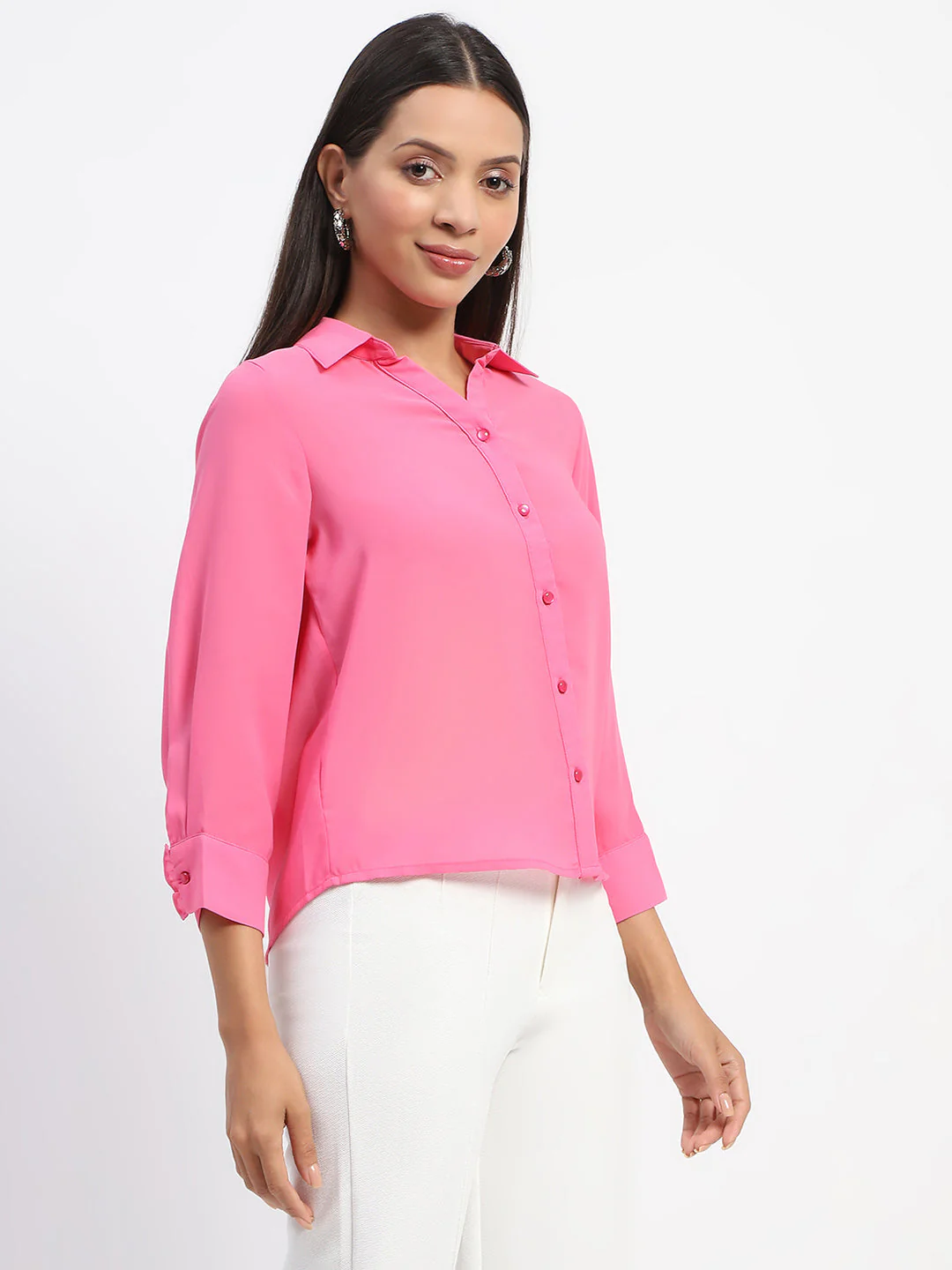 Madame Button-Down Collared Pink Shirt - Image 3