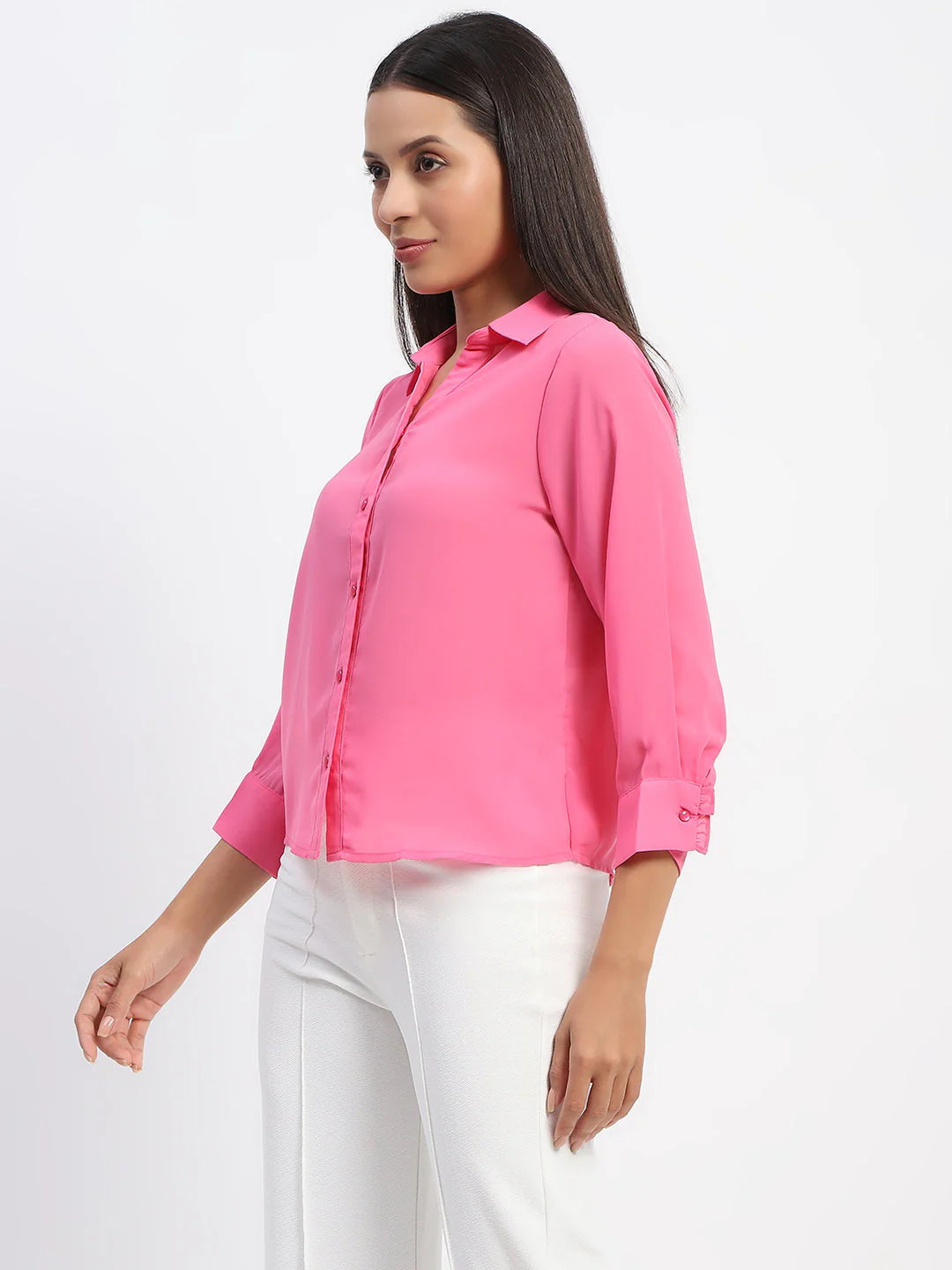 Madame Button-Down Collared Pink Shirt - Image 4