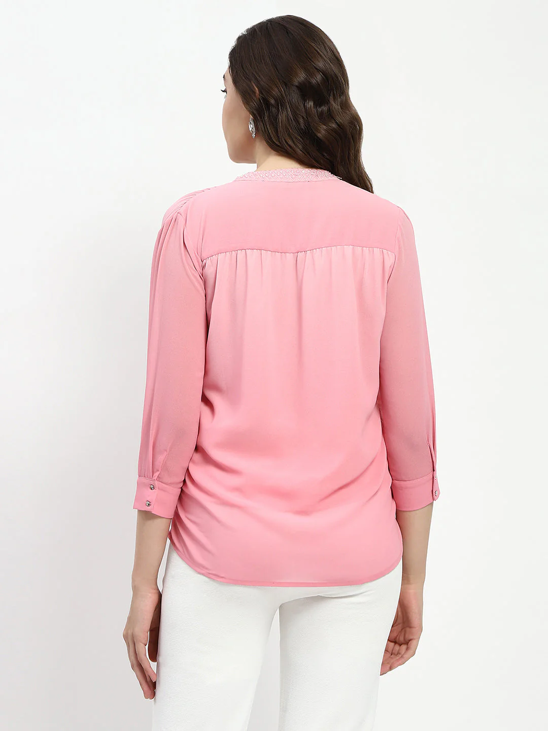 Madame Pink Embellished Wrap Top - Image 5