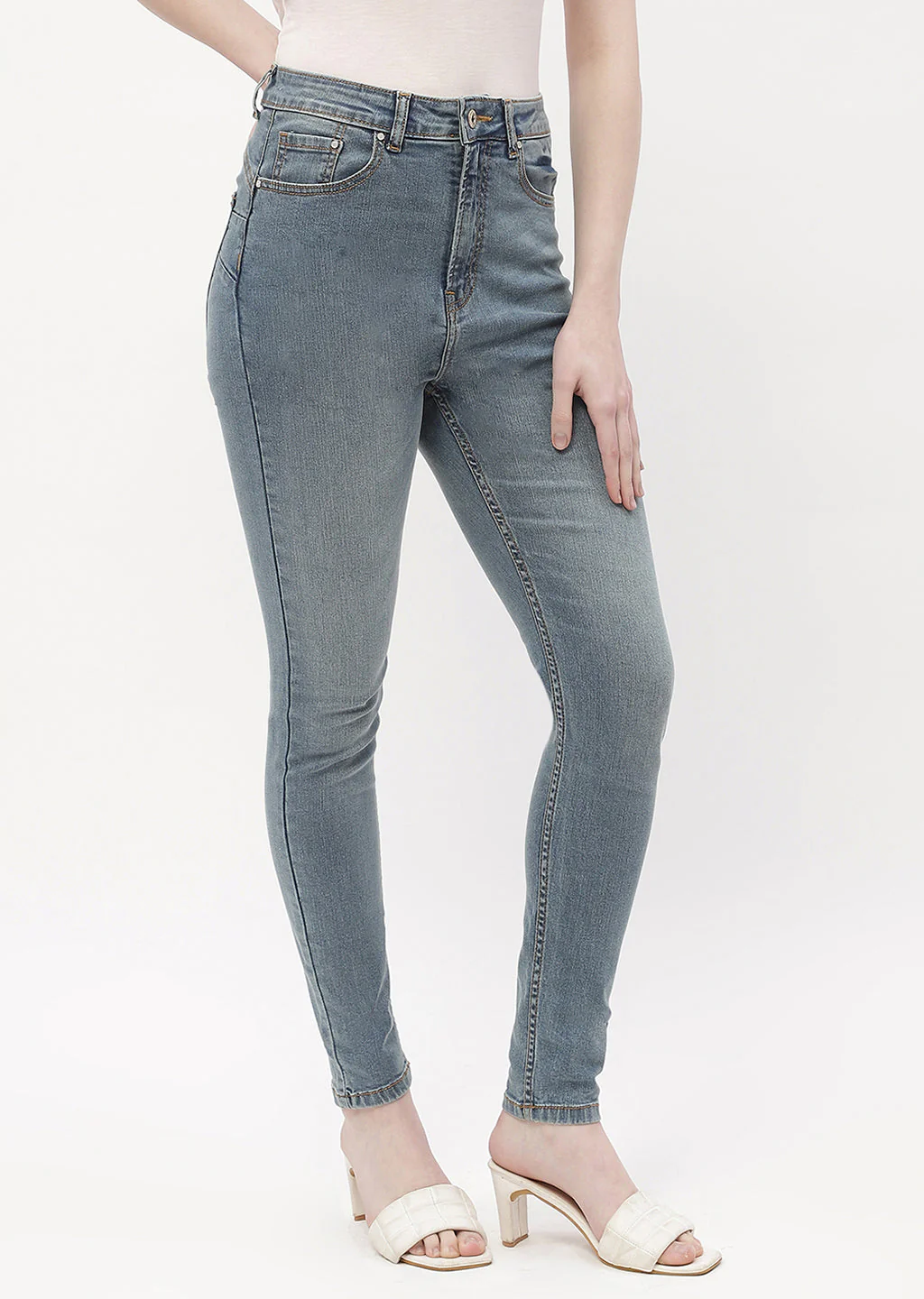 Madame Mid Rise Mid Blue Skinny Fit Jeans - Image 3