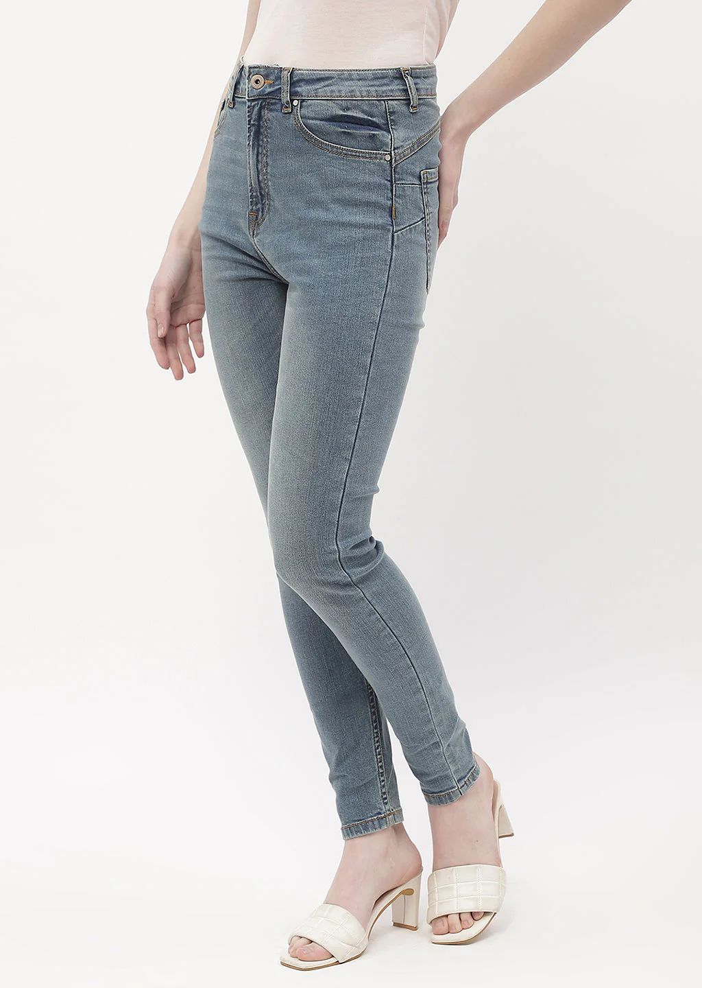 Madame Mid Rise Mid Blue Skinny Fit Jeans - Image 4