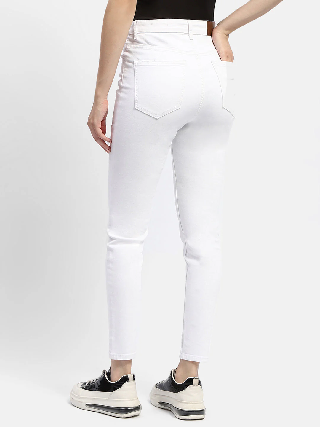Madame Solid White Slim Fit Denim Jeans - Image 3