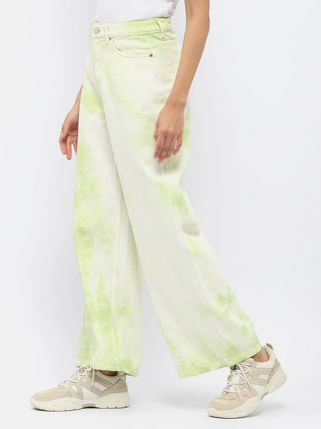 Madame Tie-Dye Green Wide Leg Jeans - Image 4