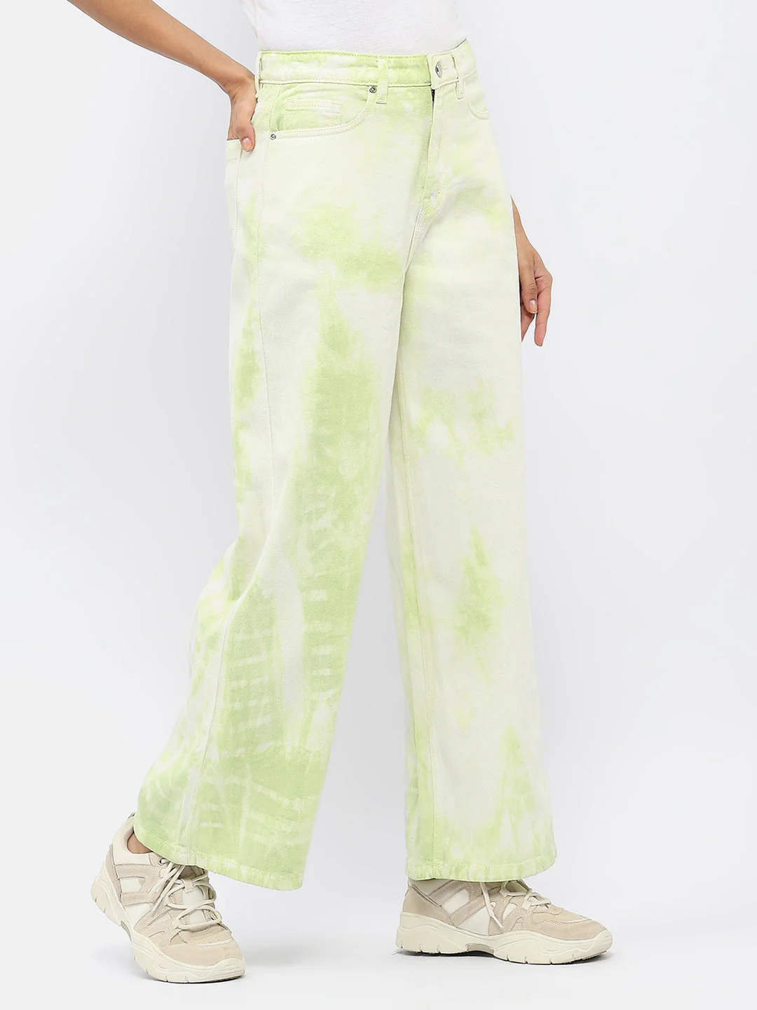 Madame Tie-Dye Green Wide Leg Jeans - Image 5