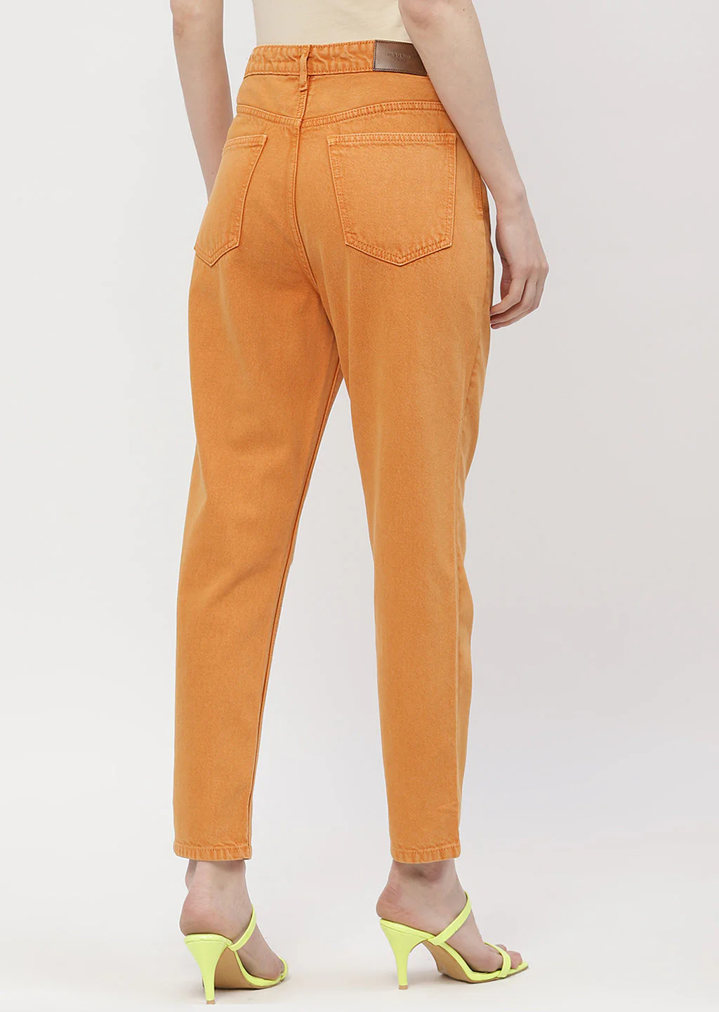Madame Solid Orange Mom Fit Jeans - Image 3