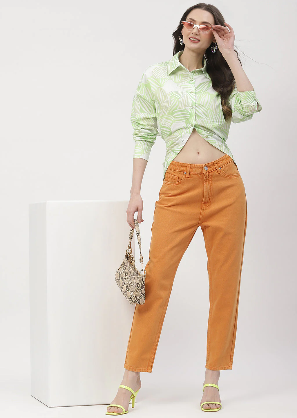 Madame Solid Orange Mom Fit Jeans - Image 6