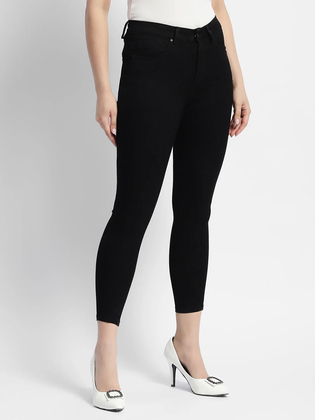 Madame Black Mid Rise Skinny Fit Denim Jeans - Image 3