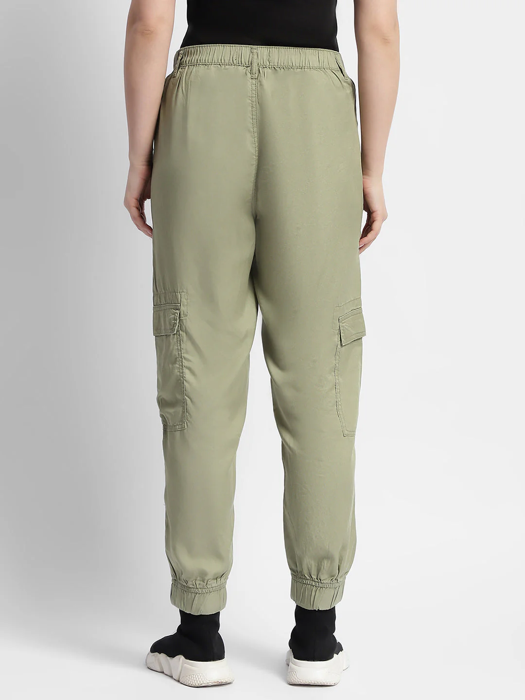 Madame Tapered Fit Olive Green Mid Rise Cargo Joggers - Image 3