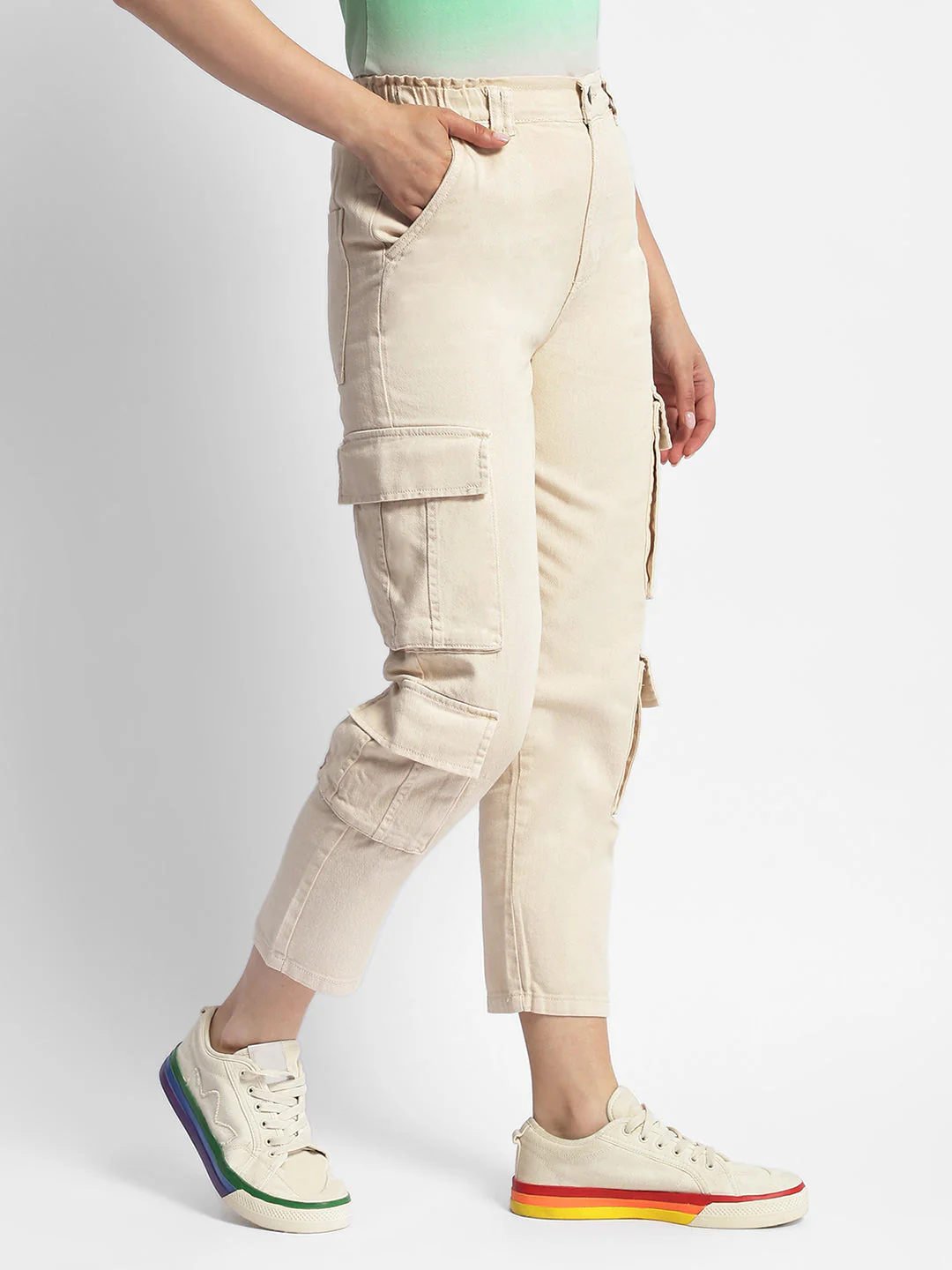 Madame Mid Rise Tapered Fit Off-White Cargo - Image 3