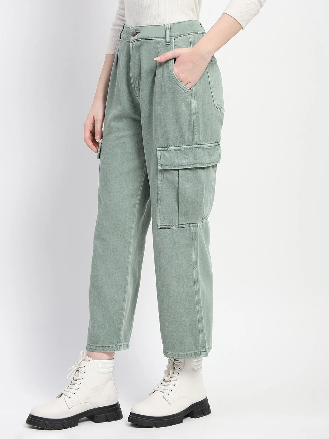 Madame Relax Fit Green Cargo Pants - Image 4