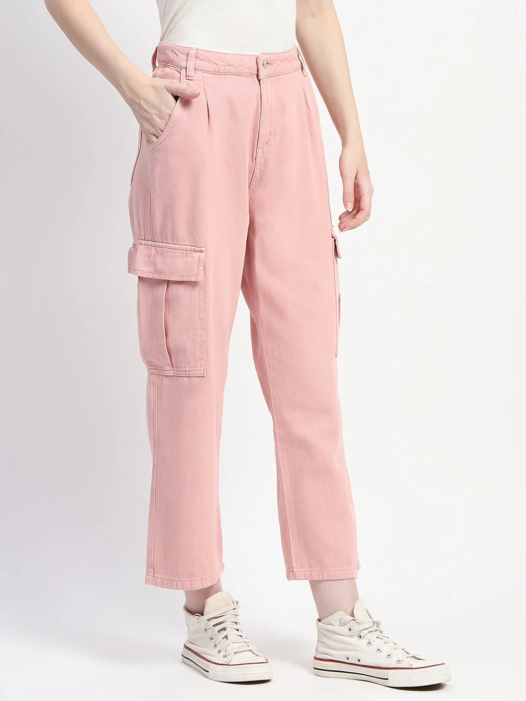 Madame Relax Fit Pink Cargo Pants - Image 3