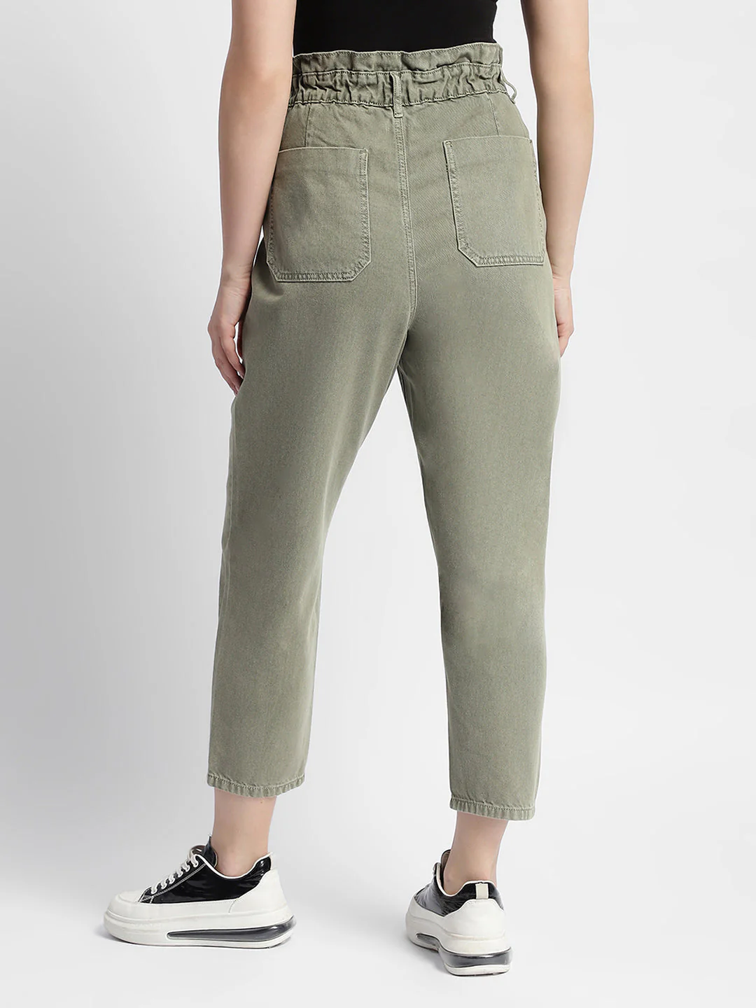 Madame Mid Rise Tapered Fit Olive Green Cargo - Image 5