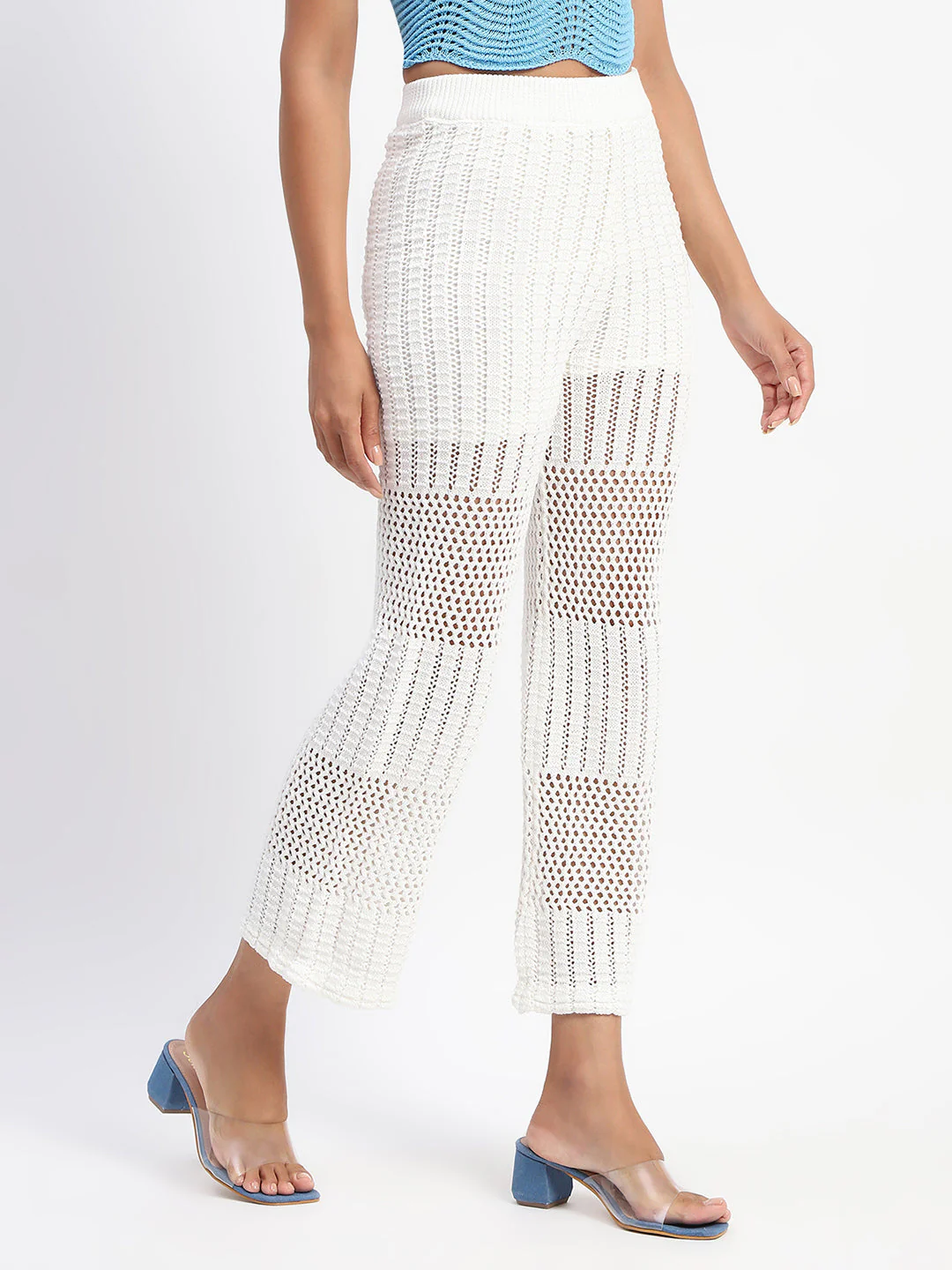 Madame Off-White Cotton Crochet Trouser - Image 4