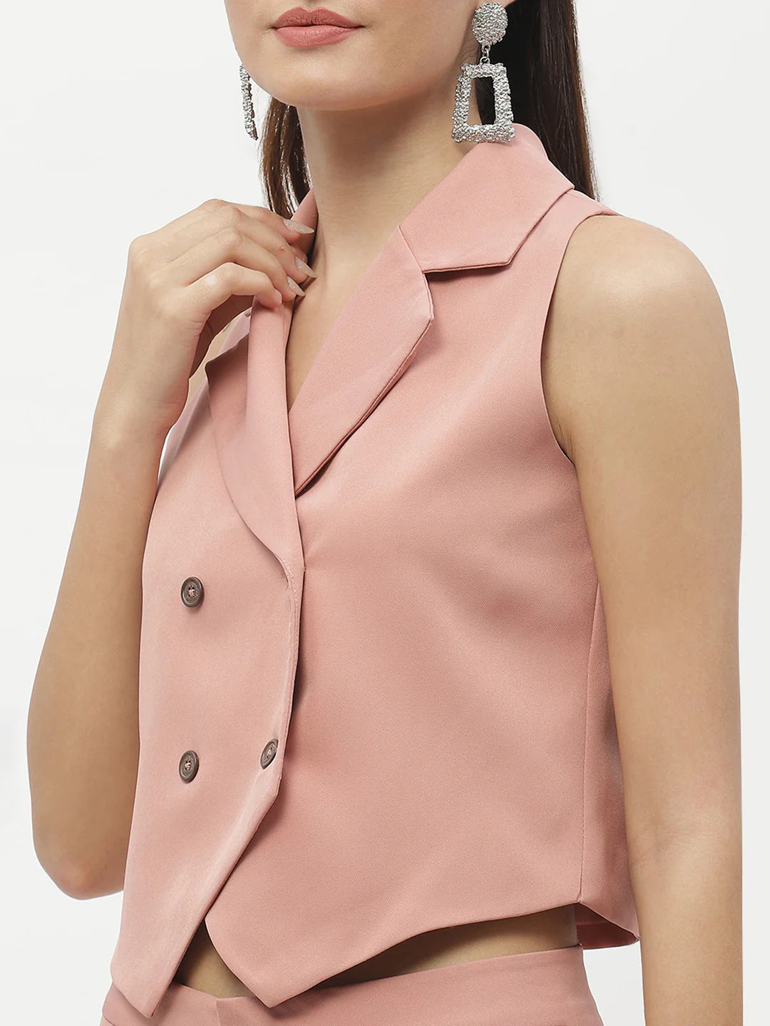 Madame Lapel Collar Peach Blazer - Image 6