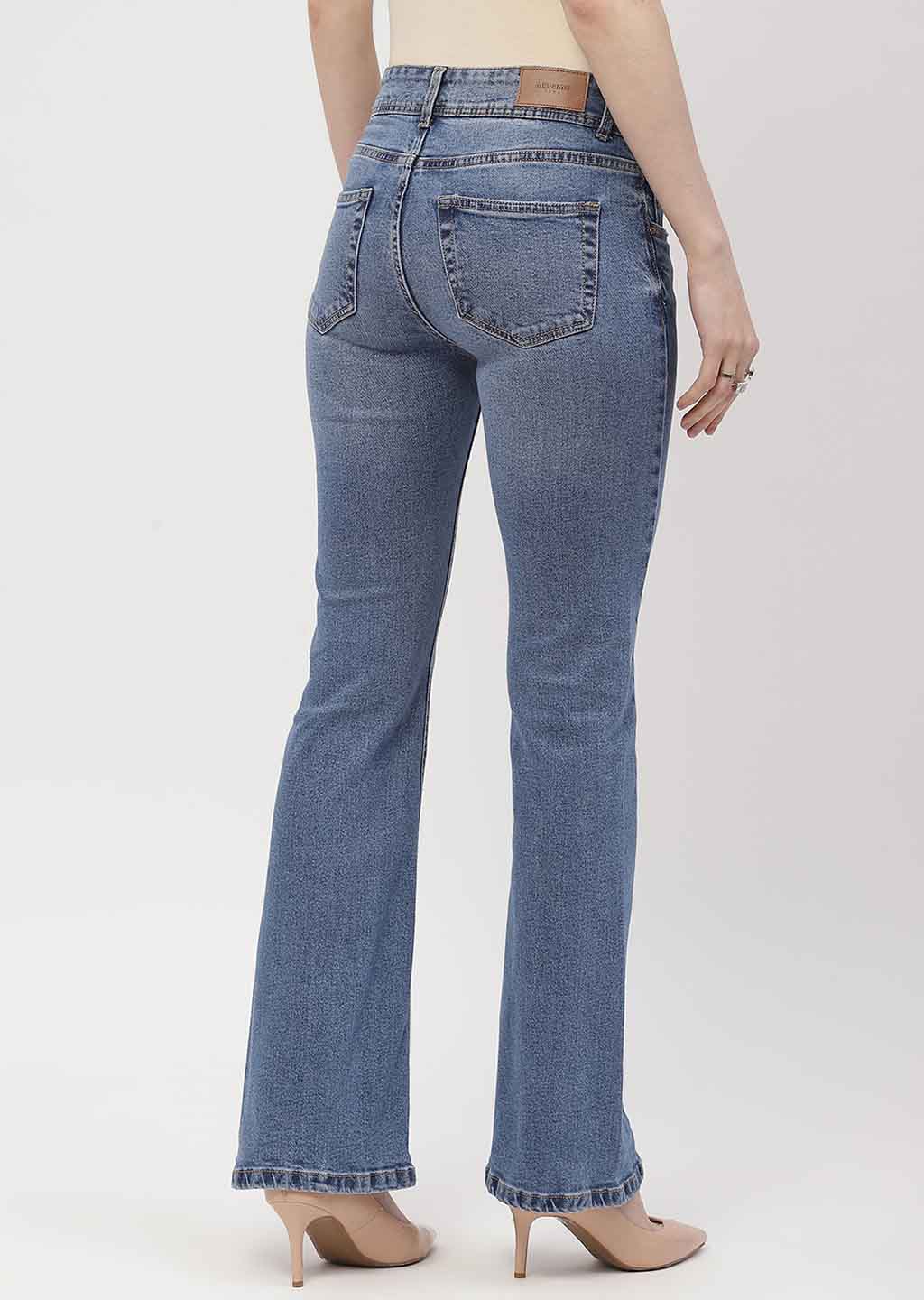 Madame Cut Seam Dark Blue Flared Jeans - Image 5