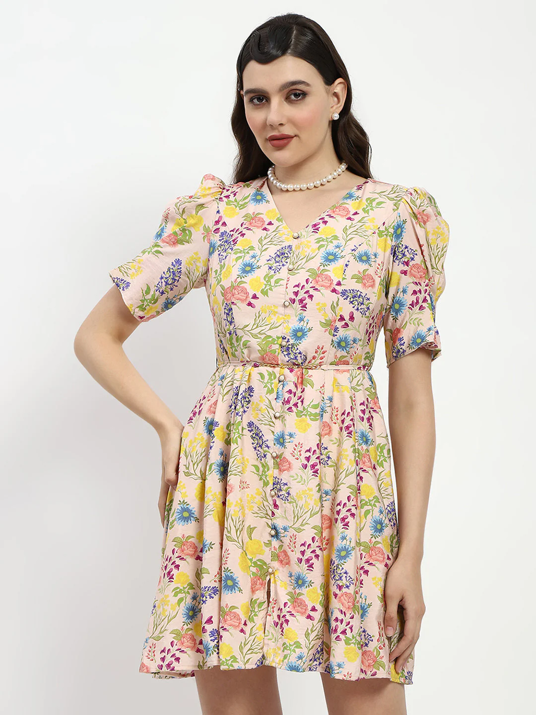 Madame Bridgerton Floral Print Waist Tie Rayon Midi Dress - Image 4