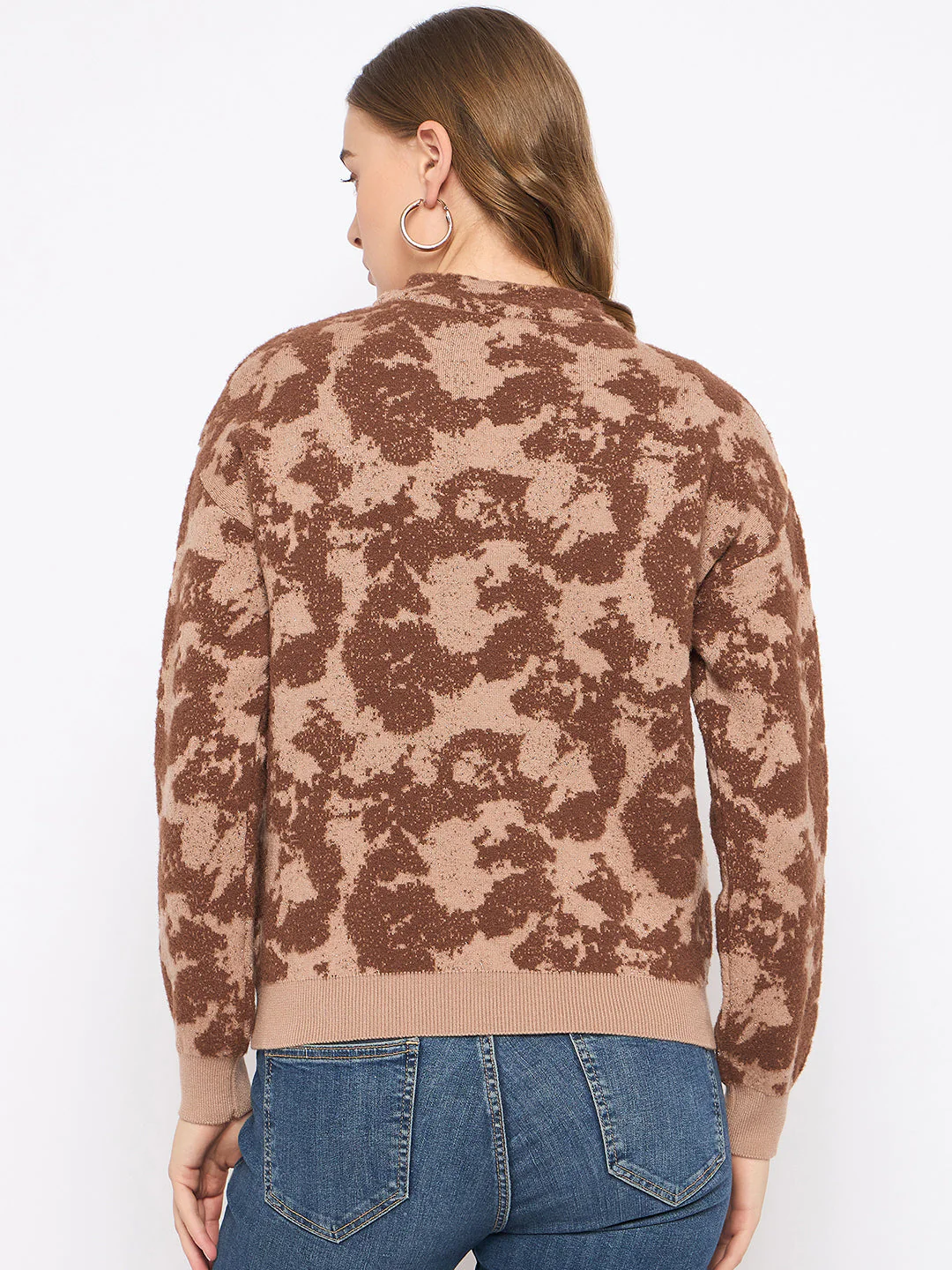 Madame Printed Crew Neck Tan Sweater - Image 6