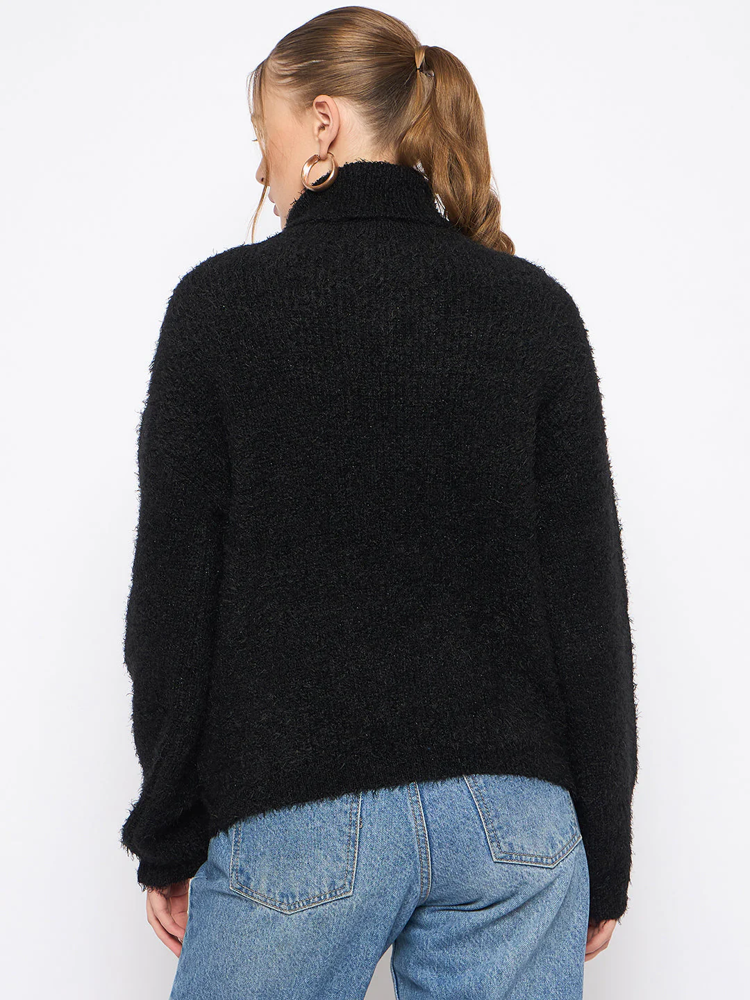 Madame Embellished Turtleneck Black Sweater - Image 6
