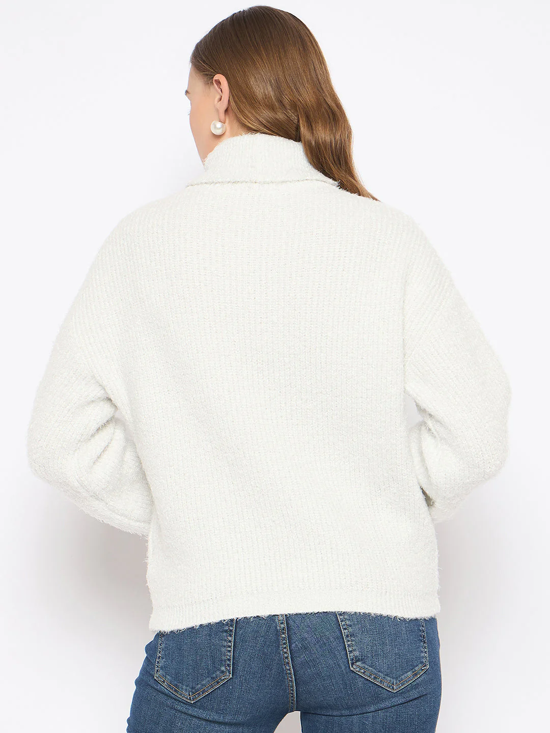 Madame Embellished Turtleneck Off White Sweater - Image 6