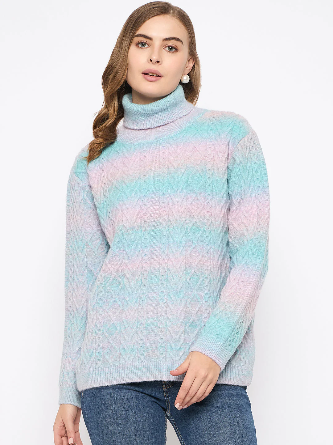 Madame Striped Multicolor Turtleneck Sweater - Image 3