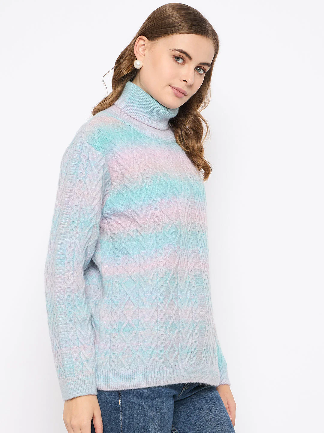 Madame Striped Multicolor Turtleneck Sweater - Image 4