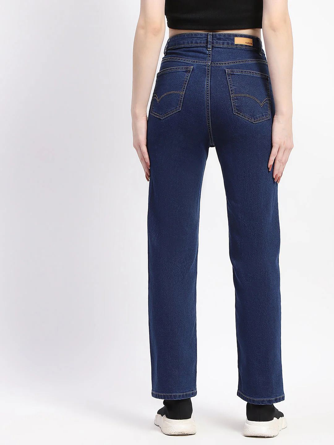 Madame Straight-Fit Dark Blue Cotton Denim Jeans - Image 5