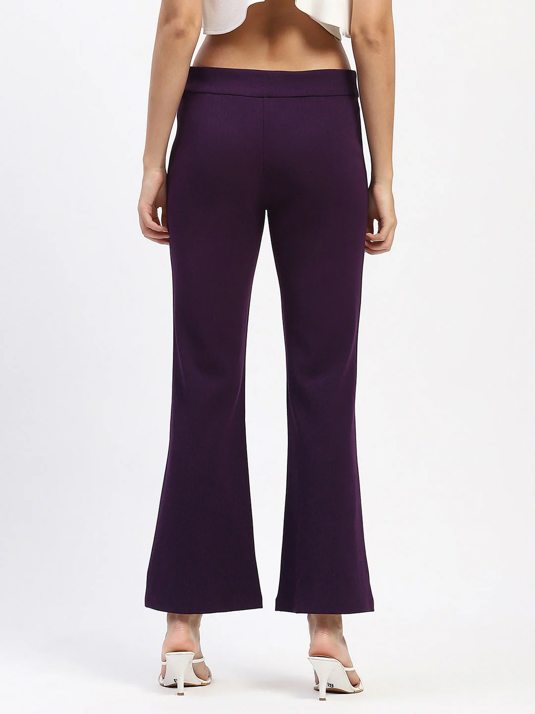 Madame Single Pleated Purple Flared Trousers - Image 5