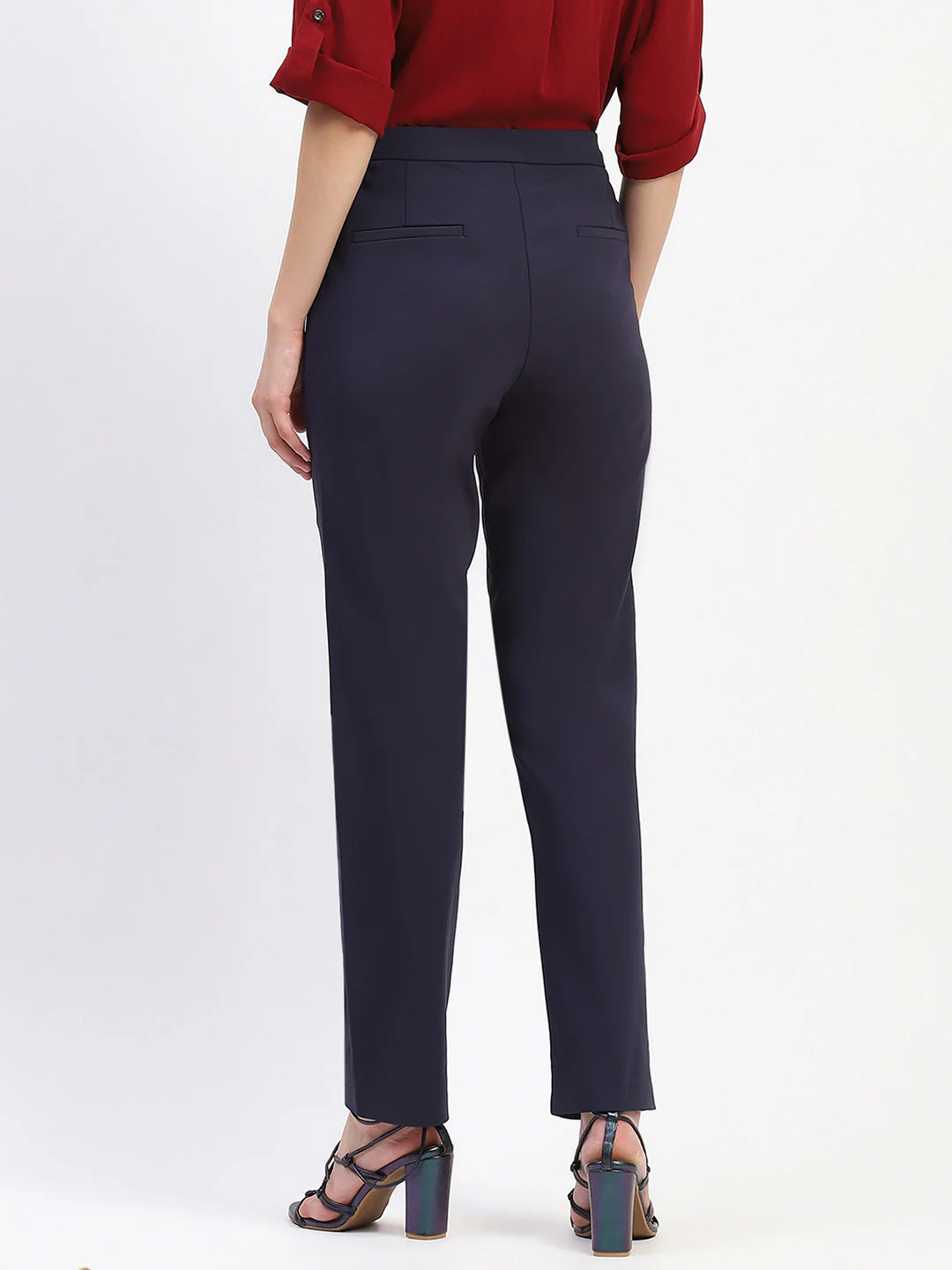 Madame Straight Fit Navy Trousers - Image 5