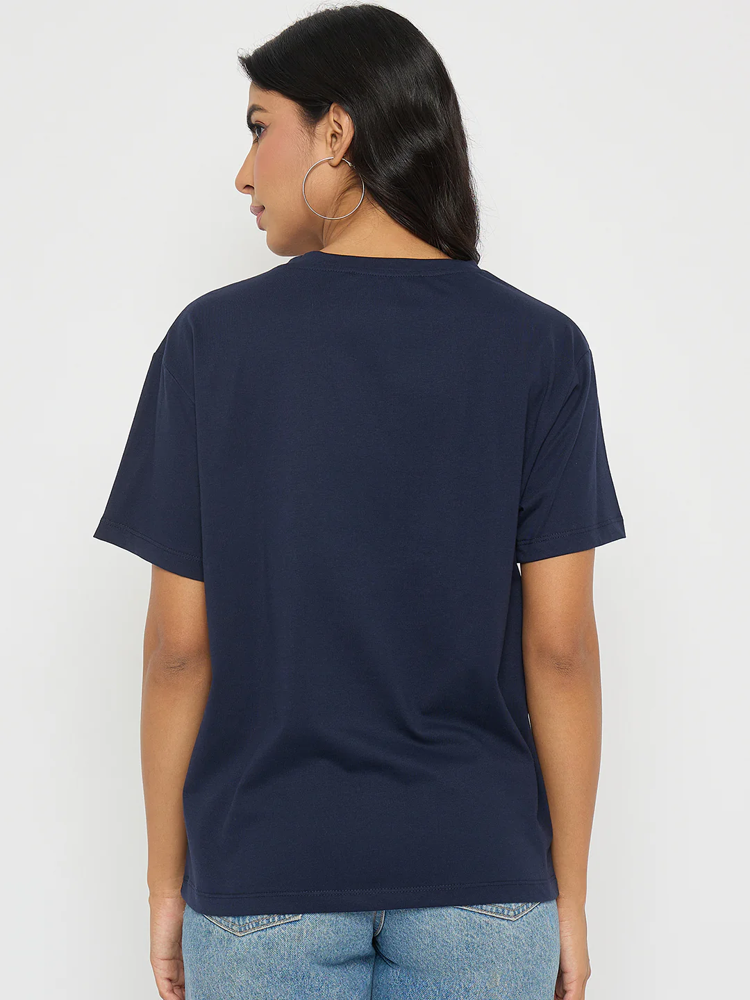 Madame Graphic Print Navy Blue Cotton T-shirt - Image 6