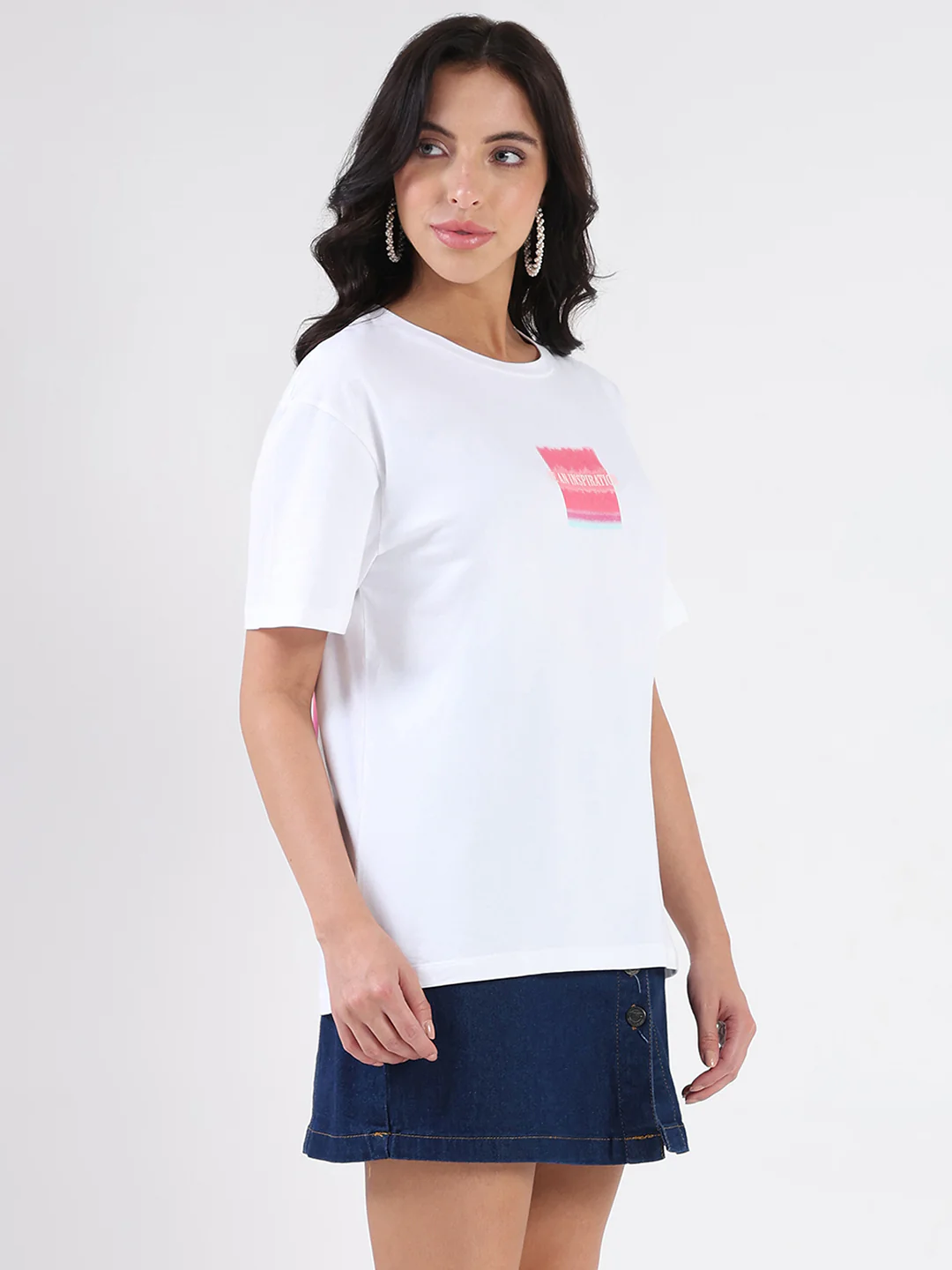 Madame Front Graphic Print Half Sleeve White Sinker T-shirt - Image 3
