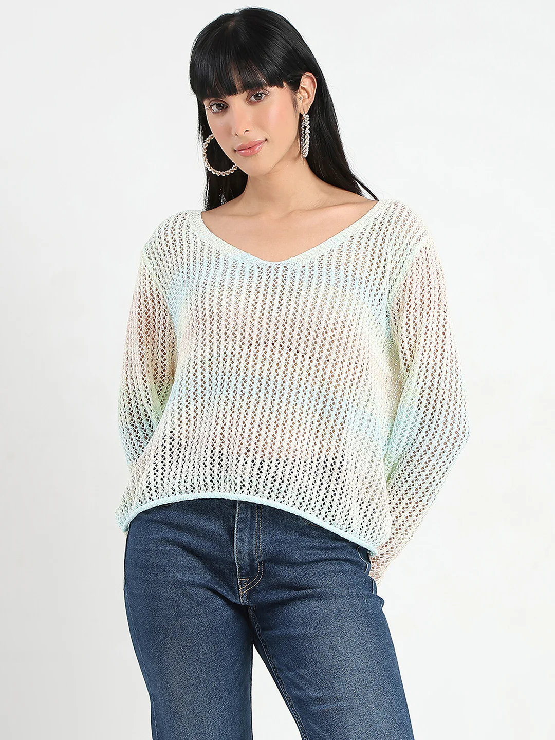Madame Ombre Crochet Multicolor Knitted Top - Image 3