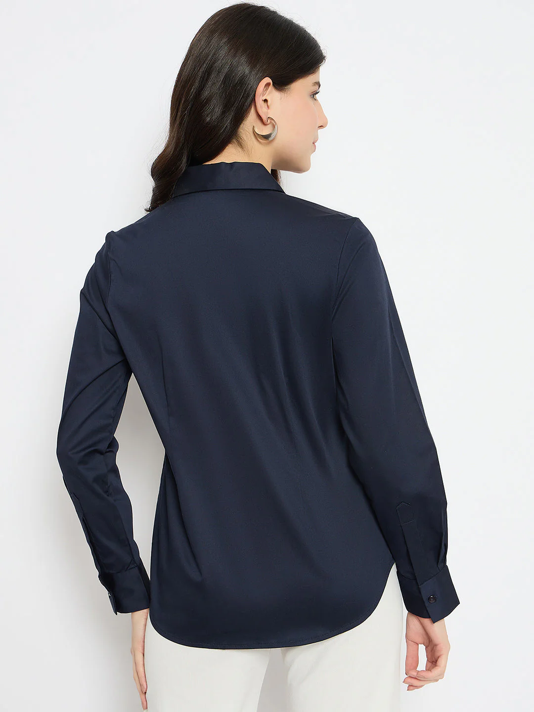 Madame Navy Blue Cotton Blend Shirt - Image 6