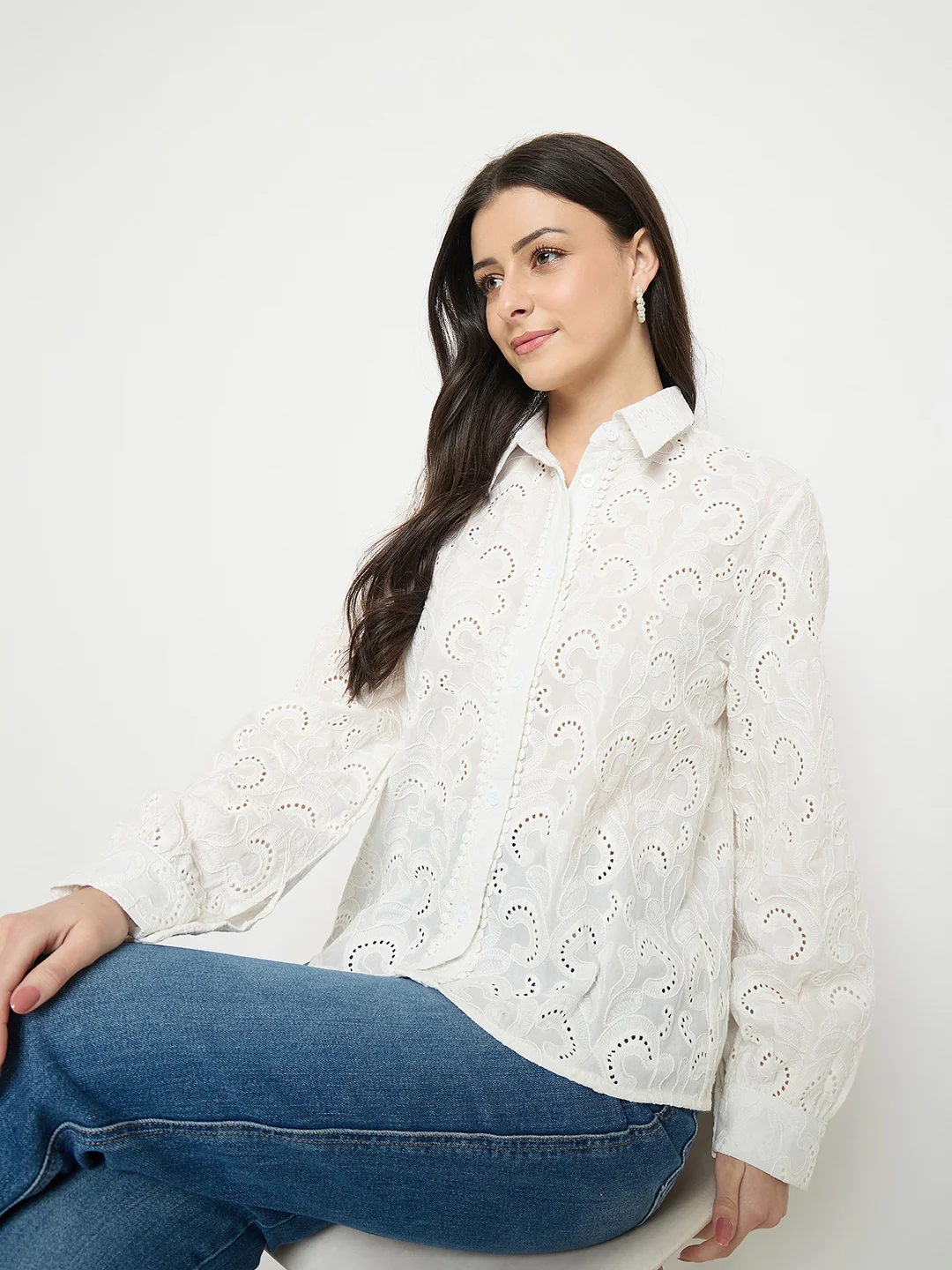 Madame White Cotton Poplin Shirt - Image 3