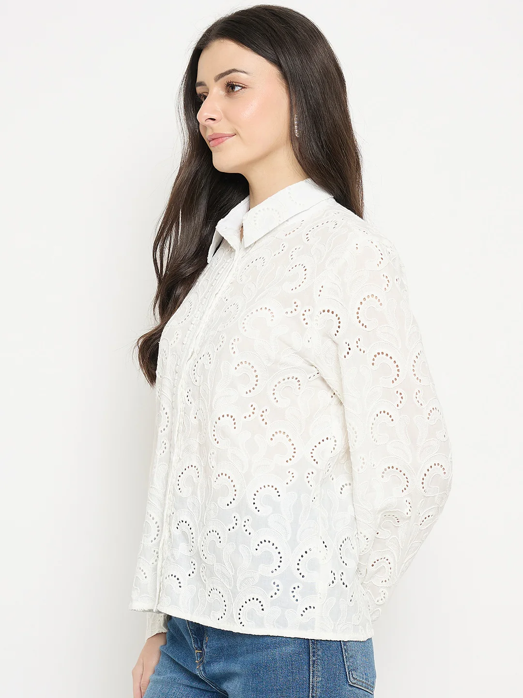 Madame White Cotton Poplin Shirt - Image 6