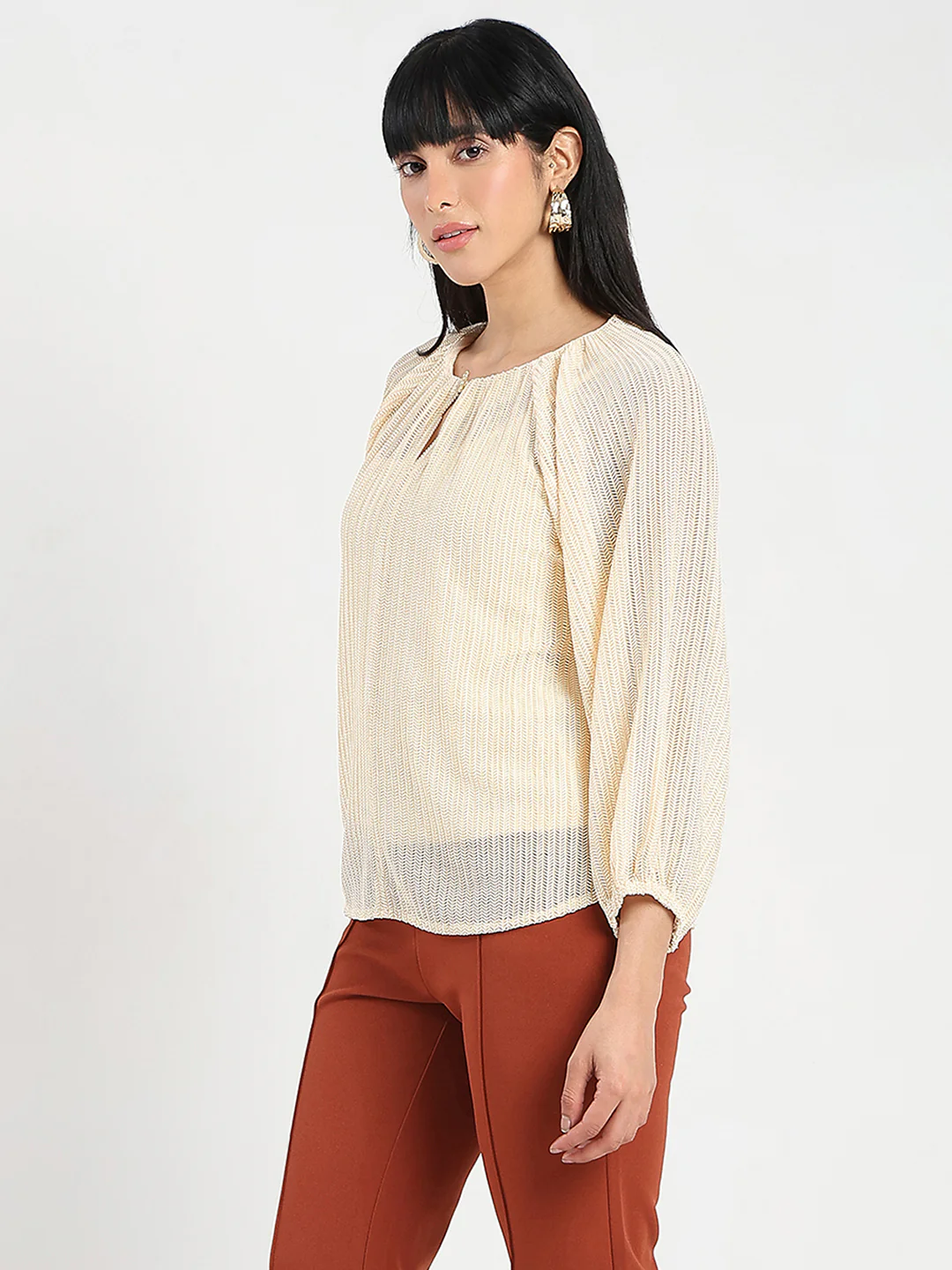 Madame Beige Rayon Blend Top - Image 4