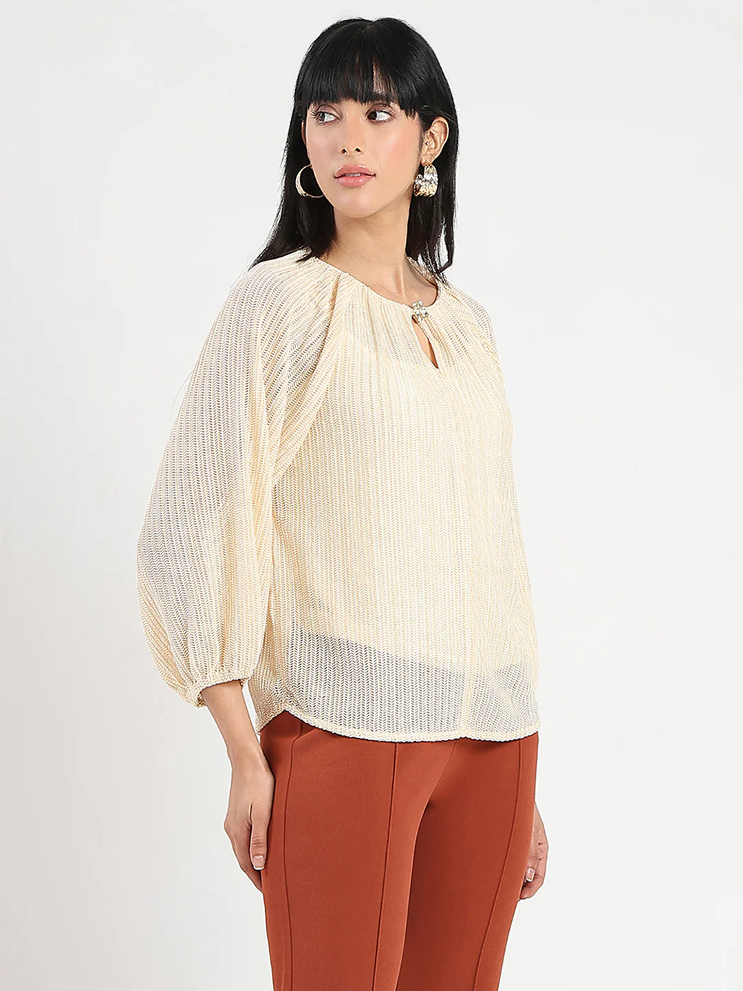 Madame Beige Rayon Blend Top - Image 5