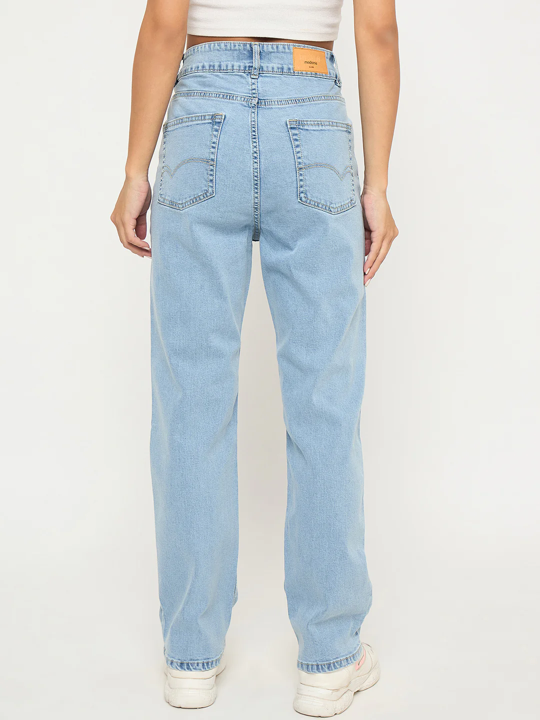 Madame Pintuck Detailed Bright Blue Cotton Blend Jeans - Image 5