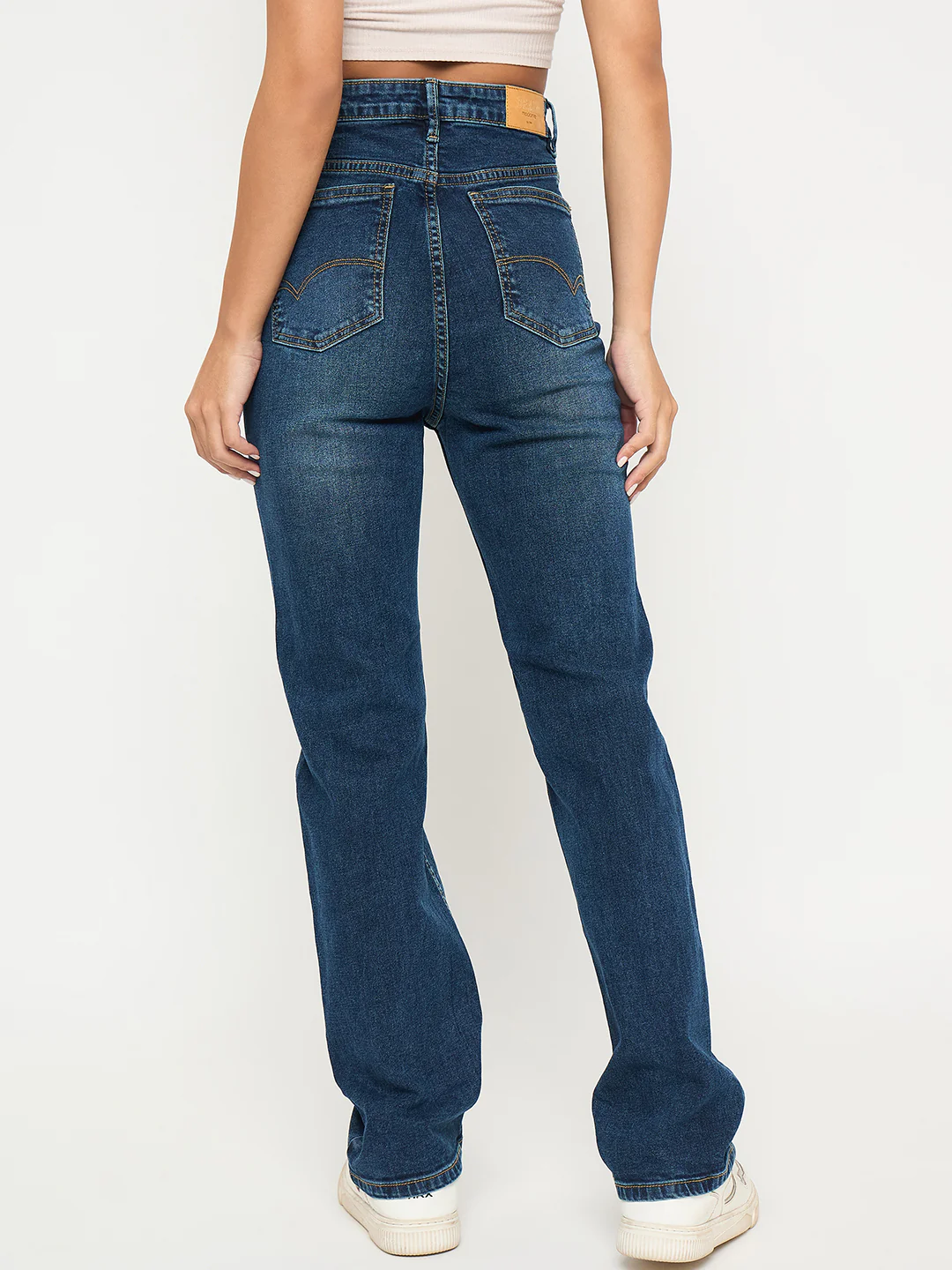 Madame Stone Wash Dark Blue Cotton Blend Jeans - Image 5