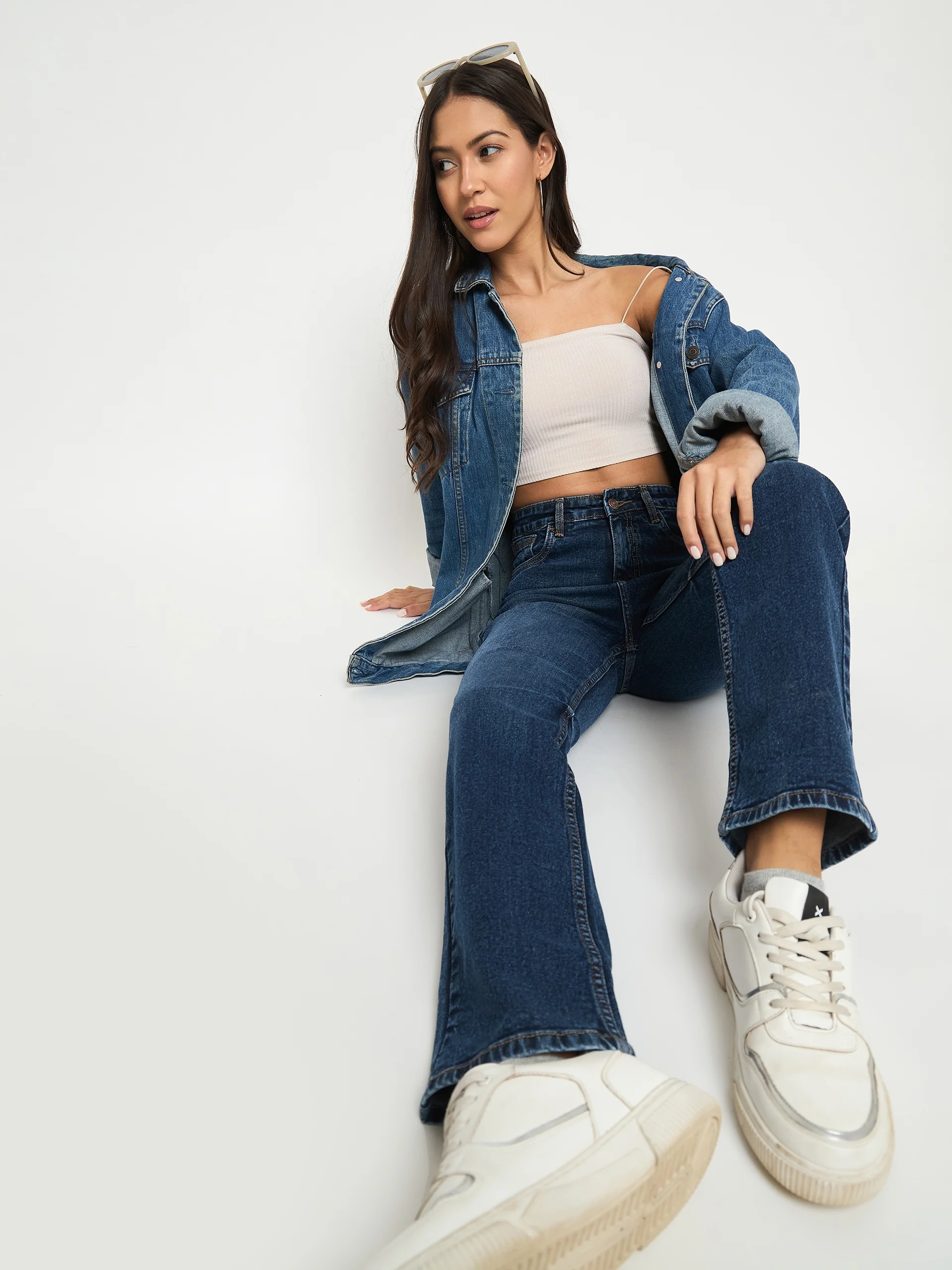 Madame Whiskered Dark Blue Cotton Blend Straight Jeans - Image 7