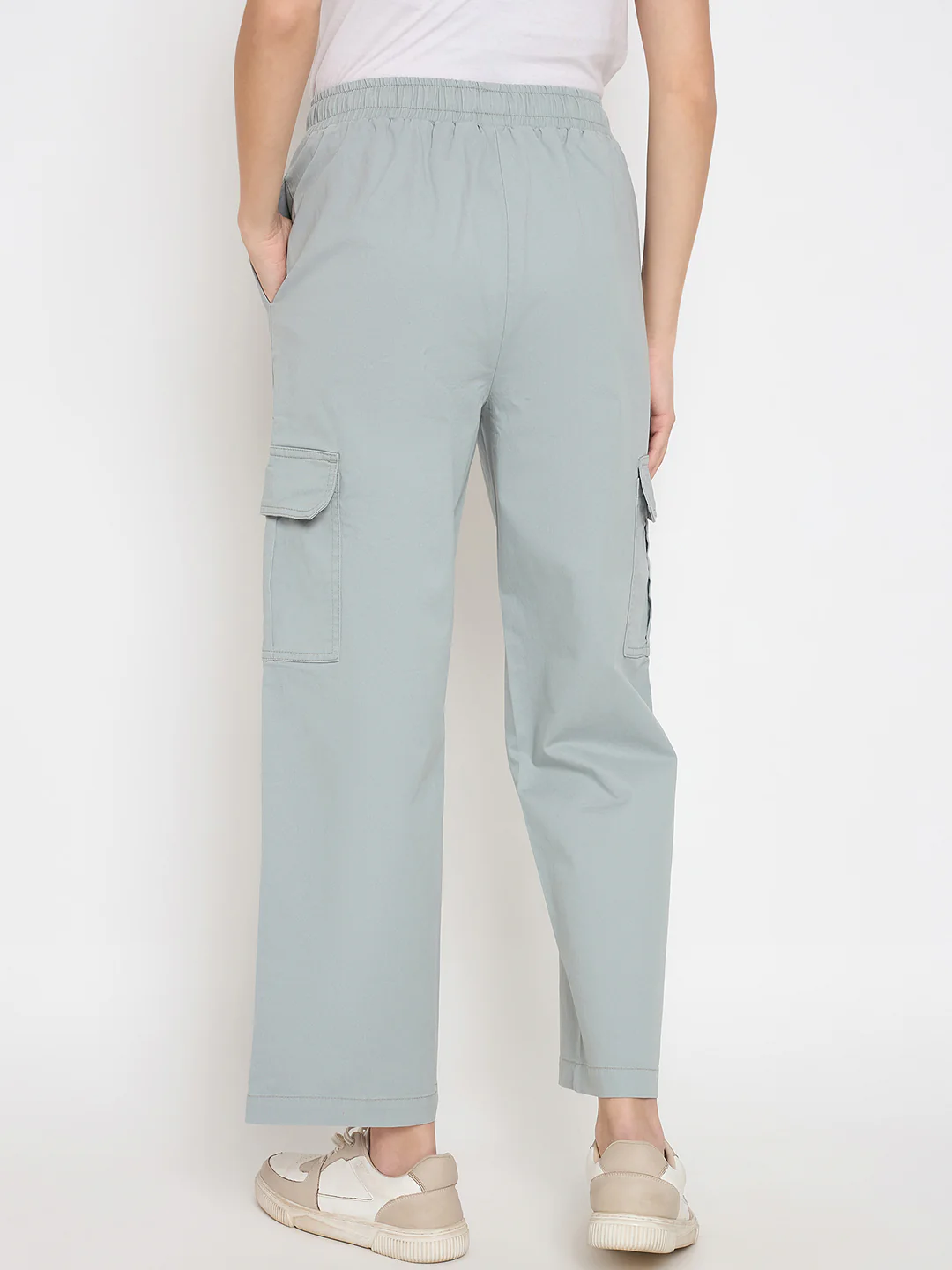Madame Cotton Straight Grey Cargo Pants - Image 6