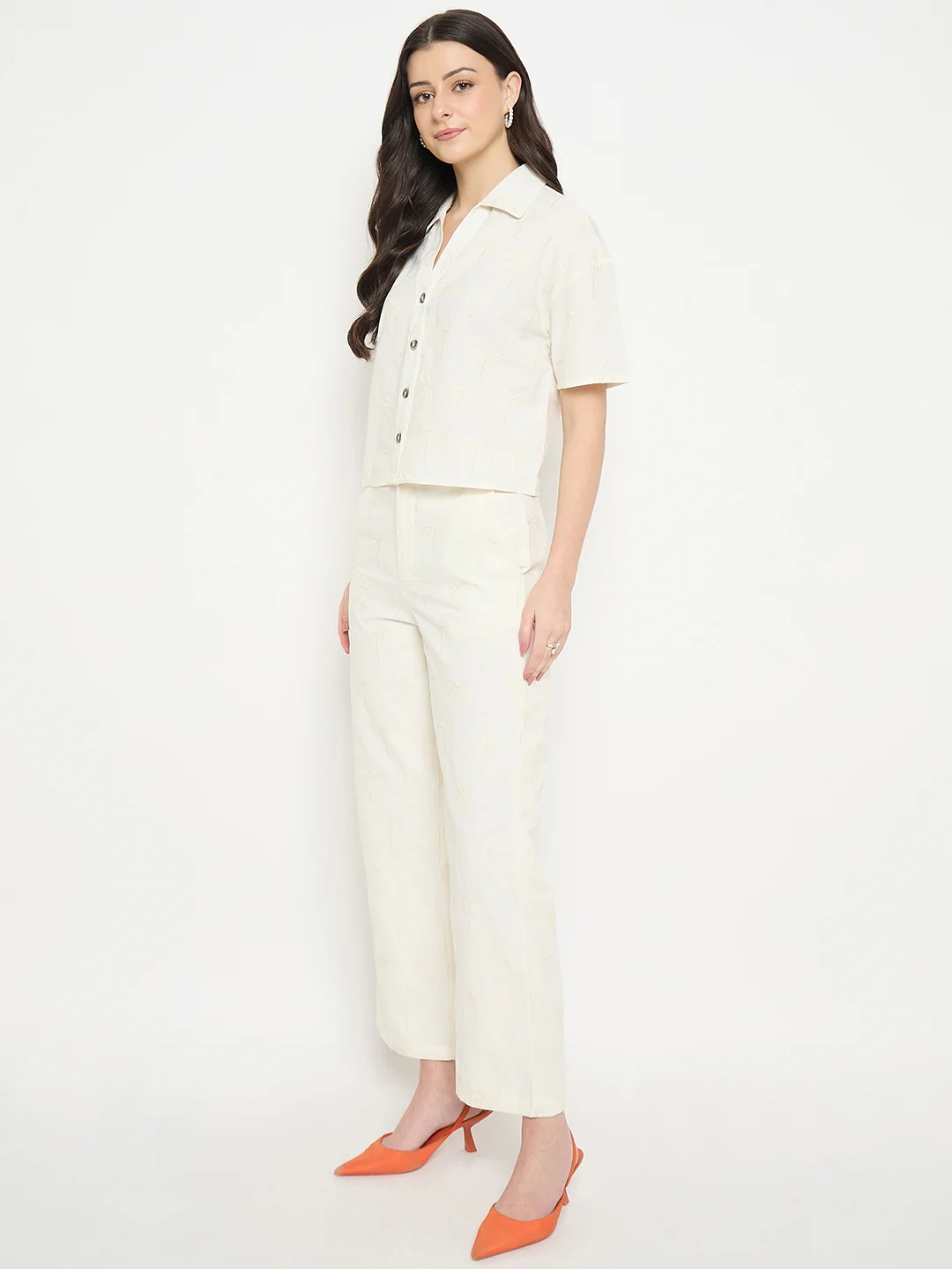 Madame Ivory Cotton Printed Top and Trousers Co-ord Set - Image 5
