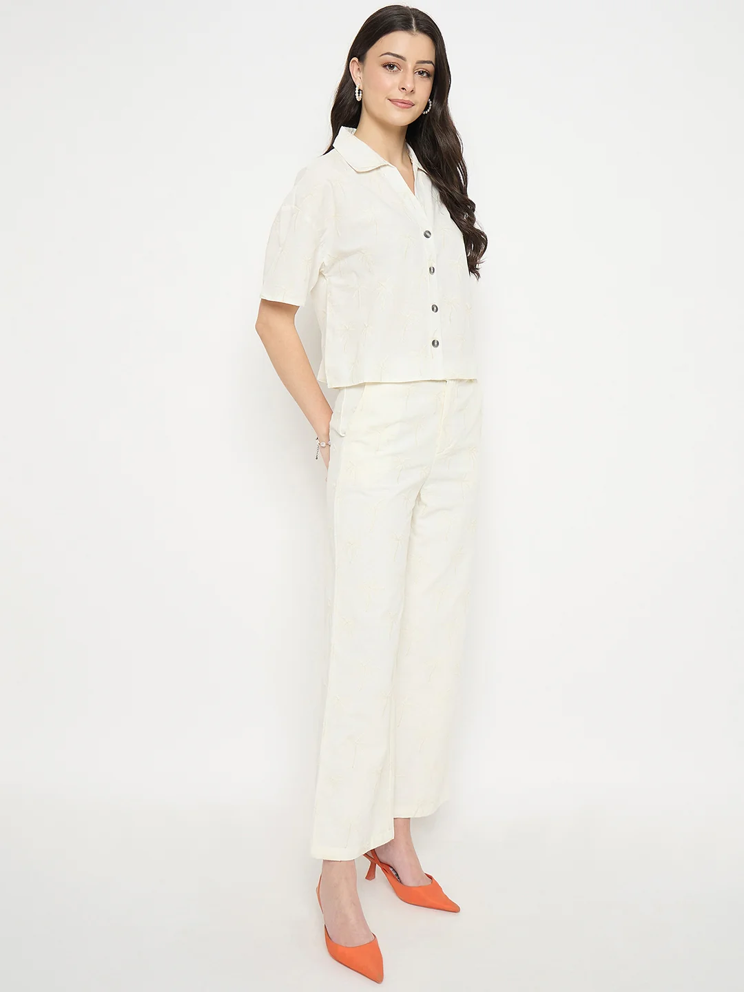 Madame Ivory Cotton Printed Top and Trousers Co-ord Set - Image 6