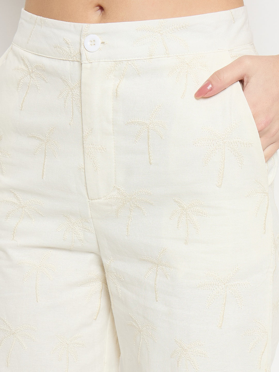 Madame Ivory Cotton Printed Top and Trousers Co-ord Set - Image 8
