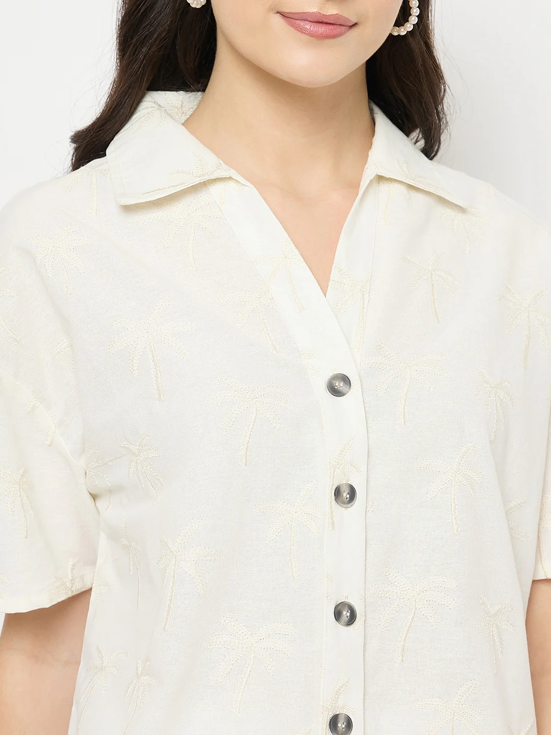 Madame Ivory Cotton Printed Top and Trousers Co-ord Set - Image 9